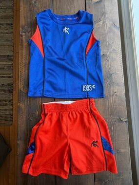 And1 Royal Blue Basketball Jersey Tank with Orange Short Set
